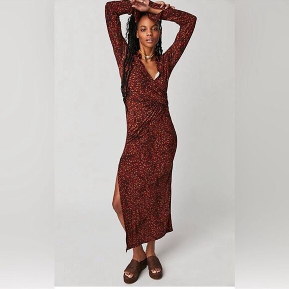 Free People Shayla Midi Wrap Dress - Picture 2 of 3